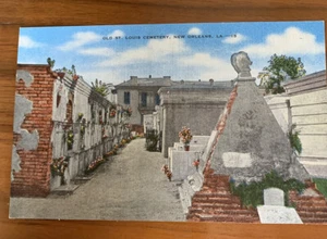 Vintage Linen Postcard - EC Kropp Co - Old At. Louis Cemetery - New Orleans LA - Picture 1 of 2