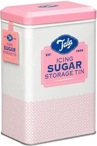 Tala Metal Storage Tin Pink Cream Nostalgic Design Full Icing Sugar Bag Holder - Picture 1 of 9