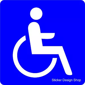 Rollstuhl Rollstuhlfahrer Behinderten Aufkleber Vinyl Stickers in Blau 8 cm - Bild 1 von 1