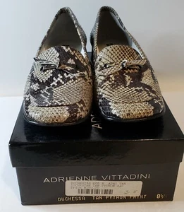 Adrienne Vittadini Brown/Tan Leather Python Flats - 8.5M - Picture 1 of 6