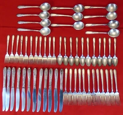 Wm Rogers Original Rogers Victoriano Rosa Plateado Cubiertos Svc Para 12-3 Foto 1 de 3