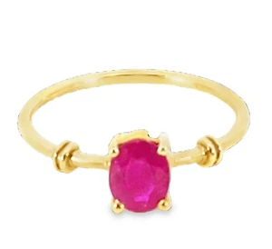 Ruby 18 KT Yellow Gold Lady's Ring, H4 - Picture 1 of 8