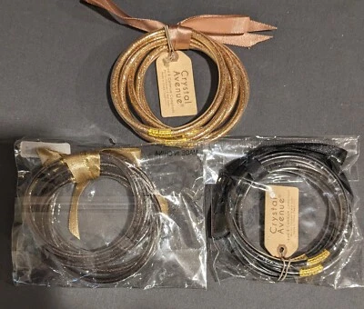 批量 3 件 Crystal Avenue Statement 手镯 - 金色、黑色、铜 — 第 1/2 张图片