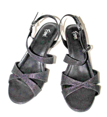 Fioni Women's Dazie Black Sparkly Glitter Strappy Open-Toe Sandal Shoes 6.5W-9W - Image 1 of 4