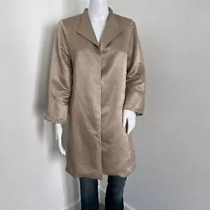 Eileen Fisher Women's Collared Jacket Size S Champagne Gold Organic Linen Silk - Picture 1 of 8