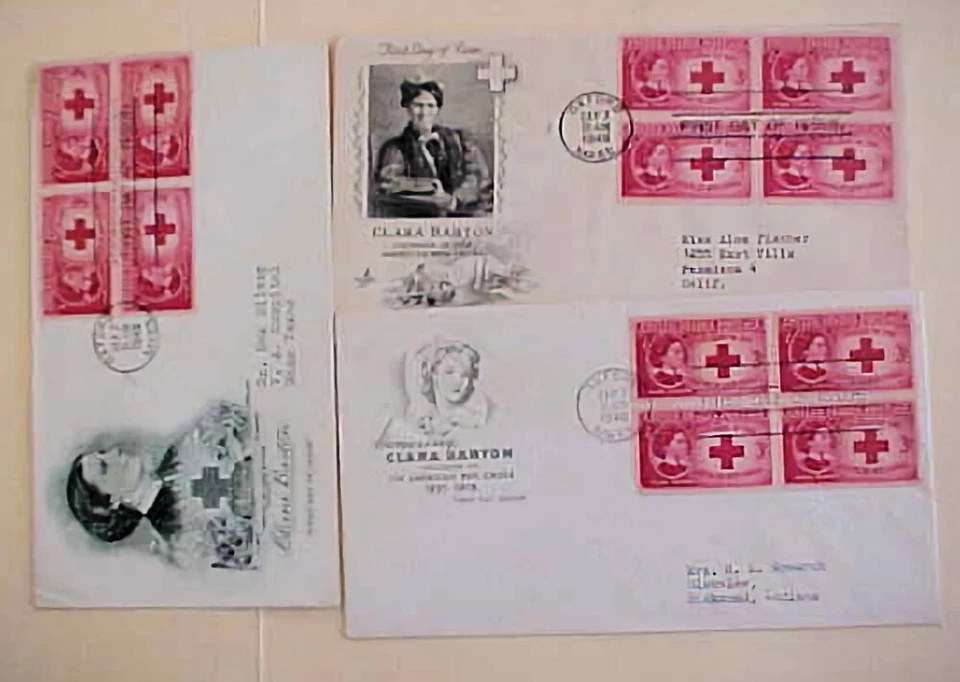 US NURSE FDC 3 DIFF.   CLARA BARTON 1948 CACHÉ DIRIGIDO Foto 1 de 1