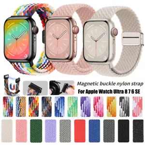 Magnetic Nylon Band Strap For Apple Watch Ultra 2 49MM Series 9 8 7 6 5 38-45mm - Picture 1 of 81