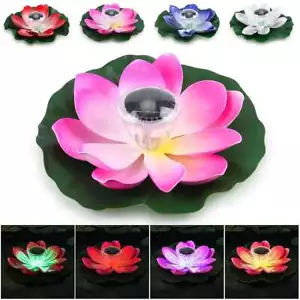 Floating Solar LED Lotus Flower Light Pond Pool Outdoor Garden Landscape Lamp - Picture 1 of 16