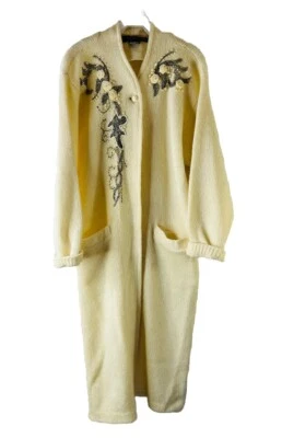 Vintage 90s Womens XS Wool Mohair Embellished Long Cardigan Sweater Coat - Image 1 of 4
