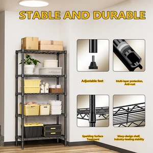 Adjustable 4 Tier Shelf Storage Shelves kitchen Garage Wire Shelving Metal Rack - Picture 1 of 8