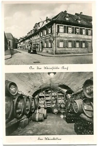 Foto-AK ERLANGEN Straße, Weinstube Rach, Weinkeller 30er - Picture 1 of 1