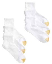 Gold Toe Women's Half Cushion Sport Quarter Socks With Mesh 6 Pairs White