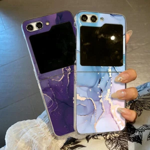 Phone Case Marble For Samsung Galaxy Z Flip6 Flip5 Flip4 3 Folding Slim PC Cover - Picture 1 of 15