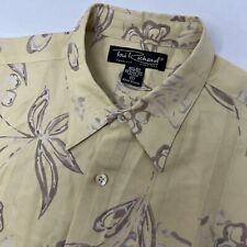 Tori Richard Men's XL Yellow Floral Hawaiian Silk Short Sleeve Button From Shirt