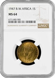 British West Africa 1 shilling 1947, NGC MS64, "George VI (1937 - 1952)" Pop 2/1 - Picture 1 of 2