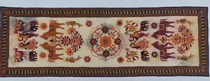 Handmade Horses Vintage Embroidered Wall hanging Tapestry Cotton India 8 - Picture 1 of 4
