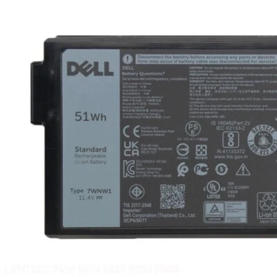 Batería genuina 7WNW1 para Dell Latitude 5420 5424 7424 Rugged Extreme DMF8C Foto 1 de 3