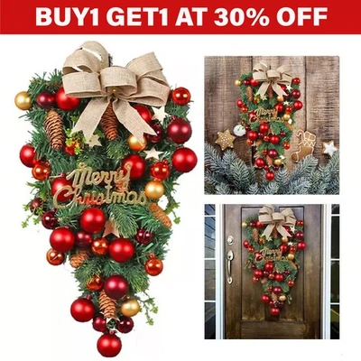 Christmas Wreath Decoration Front Door Wall Hanging Ornament Swag Garland Gifts - Image 1 of 4