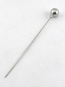 Ancienne épingle à chapeau bâton en argent massif - Photo 1/4