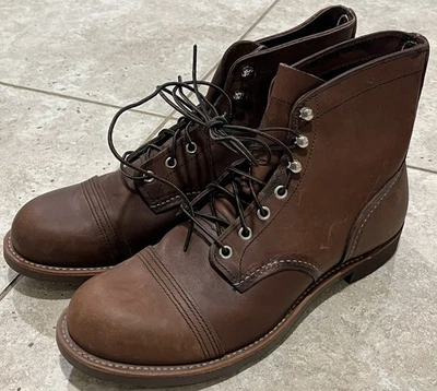 RED WING IRON RANGER 靴子 8111 10D 棕色皮革美国传统全新 $350 阅读哇 — 第 1/4 张图片