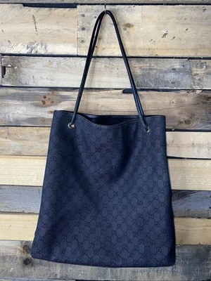 Bolso de Mano Gifford Shopper Vintage Gucci Negro GG Lona Grande Foto 1 de 4