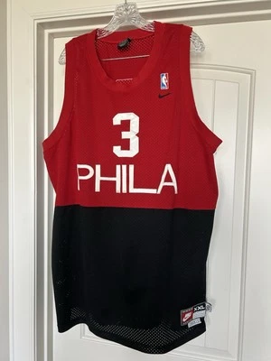 Camiseta deportiva Nike B-ball Allen Iverson negra/roja rara vintage de los Philly 76ers talla XXL y 2+L Foto 1 de 4