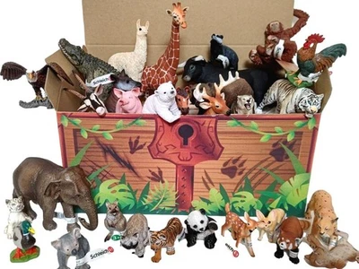 schleich Animal Figure 20 Piece Set Assortment Wild Life FARM WORLD Treasure Box - Image 1 of 4