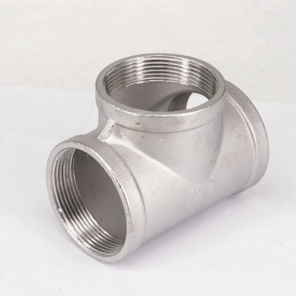 2 Pcs, 11/2" 150 Female NPT Tee Cast 304 Stainless Steel Pipe Fitting - Image 1 of 4