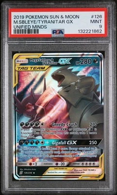 Pokemon TCG Sun & Moon Unified Minds M Sableye & Tyranitar GX # 126 PSA 9 MINT - Image 1 of 3