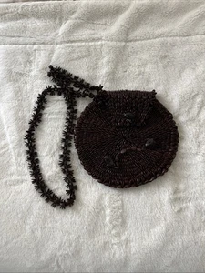 Vintage Brown Seed Beaded  Purse Handbag Shoulder Bag Excellent Condition - Picture 1 of 5