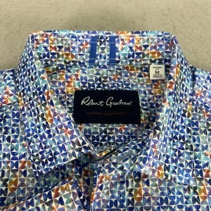 Camisa Robert Graham Abotonada Para Hombres M Ajuste A Medida Azul Geométrico AOP - Imagen 1 de 14