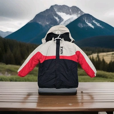 Nike Puffer Coat Boys Large Jacket Windbreaker Fleece Reversible Zip Up Hooded - Image 1 of 4