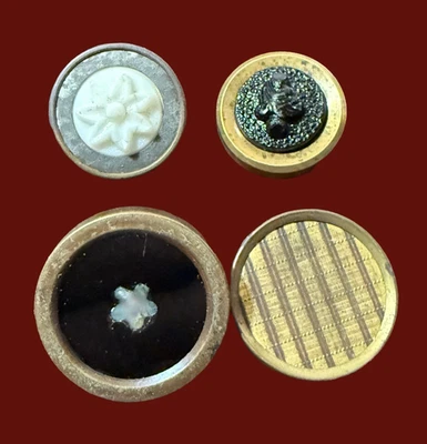 BOTONES JOYA TAMBOR VICTORIANO ~ 7/8", 1 y 1/8", incrustación de perlas, cuadros metálicos Foto 1 de 3