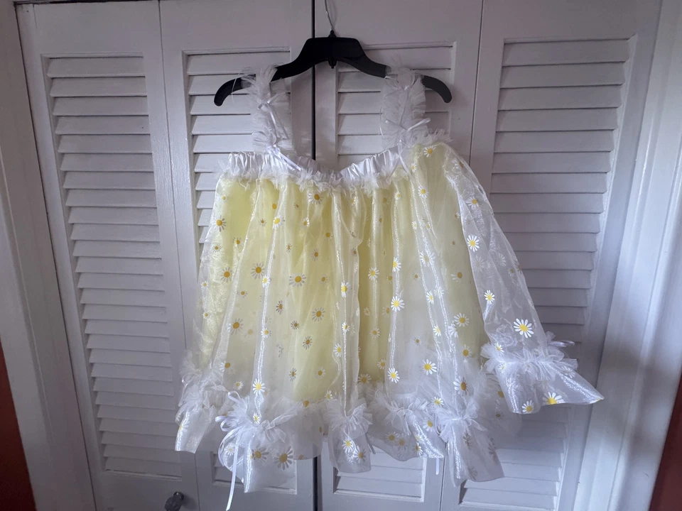 Camisón Babydoll Estilo Años 60 De Colección Transparente Hecho a Mano Amarillo M-L Sissy Crossdress Foto 1 de 4