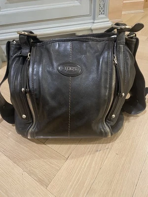 Tod's Brown Calf Leather Tote Handbag w/ Double Zipper Detail Large - Image 1 of 4