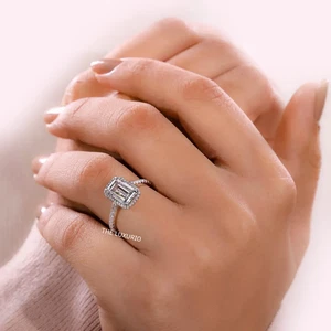 14K White Gold Wedding Diamond Ring Emerald Cut 2.35 Carat IGI Lab Grown - Picture 1 of 15