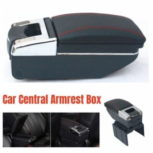 1PCS Car Central Container Armrest Box PU Leather Center Storage Case Trim Black - Picture 1 of 12