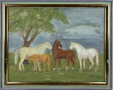 Ölbild Landschaft mit Pferden Anonym Hamburg 2. Hälfte 20. Jahrhundert Expressiv