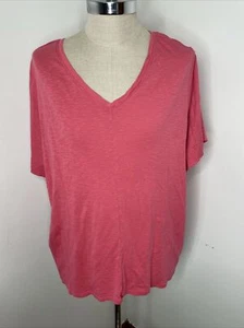 J JIll Pink T- Shirt Women's 4X Tunic Top V Neck Short Sleeve Pima Cotton - Picture 1 of 5