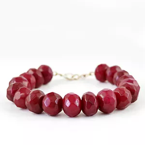 373.50 CTS EARTH MINED ROUND SHAPED ENHANCED RUBY FACETED BEADS BRACELET (DG) - Picture 1 of 2