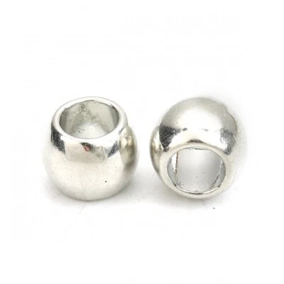 Round Spacer Beads Tibetan Silver Smooth 7mm x 6mm Hole 4mm 25pcs - Image 1 of 3