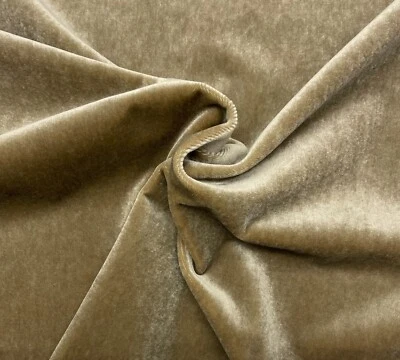 DESIGNER PLUSH MOHAIR CUSTOM BROWN WOOL VELVET UPHOLSTERY FABRIC BY YARD 55"W - Image 1 of 4