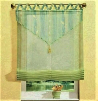 Raffrollo  Voile  Grün  Raffgardine modernes Schlaufenrollo transparent 100 cm B - Bild 1 von 2