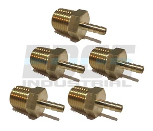(5 Stück) 1/8 SCHLAUCH WIDERHAKEN X 1/4 AUSSENGEWINDE NPT Messing Rohrverschraubung Gas Kraftstoff Wasser Luft - Bild 1 von 4