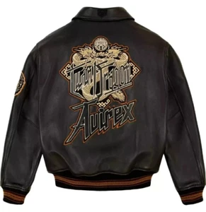 Chaqueta de bombardero Avirex Twin Dargon para hombre edición limitada chaqueta de cuero de vaca - Imagen 1 de 6