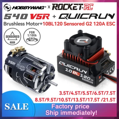 Hobbywing 120A ESC Rocket 540 Motor Sensored Brushless Combo for 1/10 RC Car - Image 1 of 4