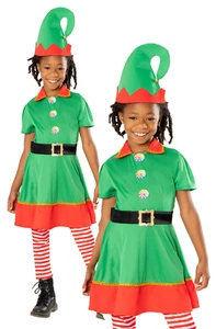 Girls Elf Costume Christmas Nativity Play Elves Fancy Dress Outfit Kids - Picture 1 of 5