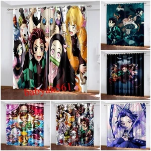 Demon Slayer Gamer 3D Curtain Bedroom Fabric Thermal Ring Top Eyelet Gift - Picture 1 of 7