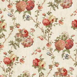 Floral Ranken Stoff in Grün, Braun, Eds, Blau, Creme pro Yard DM30106F - Bild 1 von 3