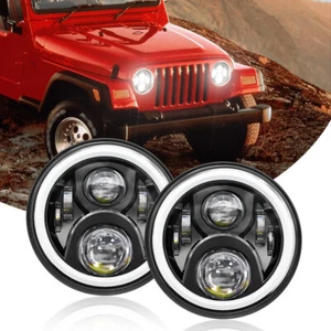 PAR de faros LED redondos de 7" con haz DRL Hi-Lo sellado para Jeep Wrangler JK LJ TJ - Imagen 1 de 12
